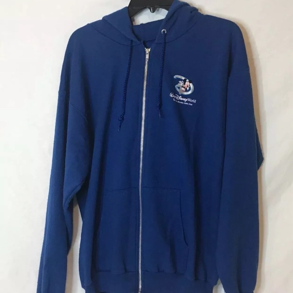 Walt Disney World Mickey Mouse 2009 Sweatshirt Zippered Blue Medium Disneyland